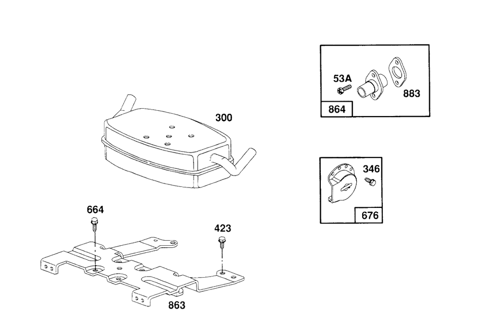 Muffler Parts Diagram and Parts List for 404707-1209-XX  Briggs and Stratton Engine